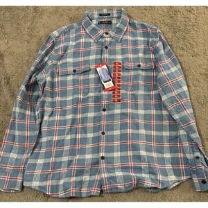 Lucky Brand Flannel Shirt Mens XL Blue Red Plaid Classic Fit Long Sleeve New